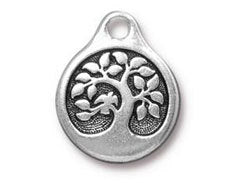 Bird in Tree Charm 21x17mm Antique Silver Finish TierraCast Charms - P2410SA - BeadPrism