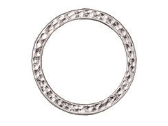 5 Pc Hammertone Ring Link 25mm Bright Rhodium TierraCast Link - P3095RB - BeadPrism