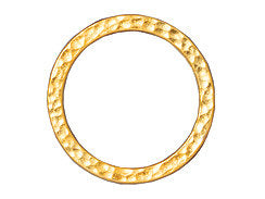5Pc Hammered Link Connector 25mm Bright 22K Gold Plated Lead Free Pewter TierraCast -P3095GB - BeadPrism