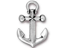 Load image into Gallery viewer, 5 Pc Anchor Clasps 27x18mm Silver Plated, Silver Men's maritime Bracelet TierraCast Charms - P2358SA - BeadPrism