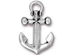 5 Pc Anchor Clasps 27x18mm Silver Plated, Silver Men's maritime Bracelet TierraCast Charms - P2358SA - BeadPrism