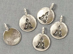 Meditating Buddha Charm 17x12mm Antique Silver Finish TierraCast Charms - P2407SA - BeadPrism