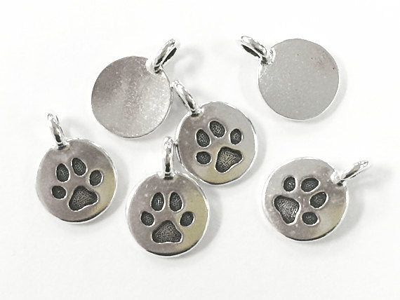 100Pcs Paw Charm Antique Silver Plated, Lead Free Pewter, Tierracast 11.5mm Charm -P2420SA-100 - BeadPrism
