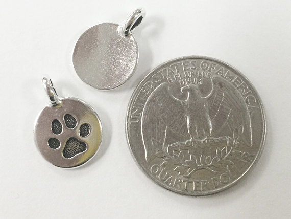 100Pcs Paw Charm Antique Silver Plated, Lead Free Pewter, Tierracast 11.5mm Charm -P2420SA-100 - BeadPrism