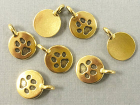 Paw Charm Antique Gold Plated, Lead Free Pewter Tierracast Collection 11.5mm 5, 10, 20 Pcs - P2420GA - BeadPrism