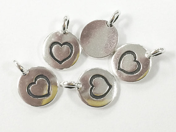 Heart Charm, 11.5 mm Antiqued Fine Silver Plated. Lead Free Pewter by Tierracast - P2421SA - BeadPrism