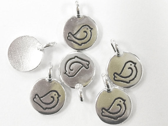 Fat Bird Charm Antique Silver Plated Lead Free Pewter, Tierracast 11.5mm Silver Bird Charm - P2422SA - BeadPrism