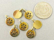 Load image into Gallery viewer, Paw Charm Antique Gold Plated, Lead Free Pewter Tierracast Collection 11.5mm 5, 10, 20 Pcs - P2420GA - BeadPrism