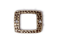 5 Pc Hammertone Rectangle Link 22x18mm Oxidized Brass TierraCast Link - P3102BO - BeadPrism