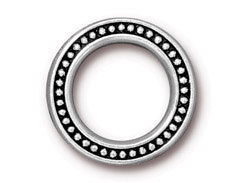 5 Pc Beaded Ring Link 19mm Antique Silver TierraCast Link - P3136SA - BeadPrism