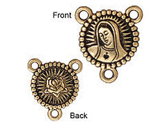 5 Pc Our Lady Rosary Link 21x19mm Antique Gold TierraCast Link - P3131GA - BeadPrism