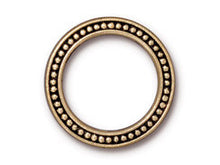 Load image into Gallery viewer, 5 Pc Beaded Ring Link 25mm Antique Gold TierraCast Link - P3134GA - BeadPrism