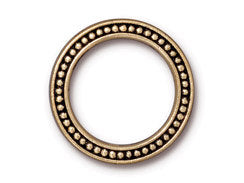 5 Pc Beaded Ring Link 25mm Antique Gold TierraCast Link - P3134GA - BeadPrism