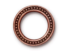 Load image into Gallery viewer, 5 Pc Beaded Ring Link 19mm Antique Copper TierraCast Link - P3136CA - BeadPrism