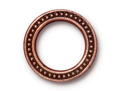 5 Pc Beaded Ring Link 19mm Antique Copper TierraCast Link - P3136CA - BeadPrism