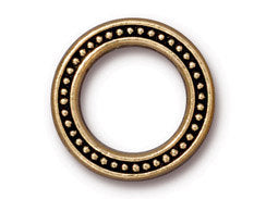 5 Pc Beaded Ring Link 19mm Antique Gold TierraCast Link - P3136GA - BeadPrism