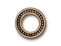 5 Pc Beaded Ring Link 16mm Antique Gold TierraCast Link - P3137GA - BeadPrism