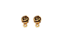 Load image into Gallery viewer, 2Pc Rose Bud Post w/Loop Antique Gold Finish Hypo allergenic Clear comfort clutch Tierracast-P1074GA - BeadPrism