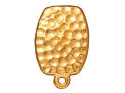 2 Pc Hammertone Clip On Earring with Loop 21x13mm Bright Gold Finish Tierracast Findings - P4008GB - BeadPrism