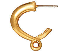 4Pc Earring Post with Loop 19x16mm Hypoallergenic Bright Gold Finish Tierracast Findings - P5003GB - BeadPrism