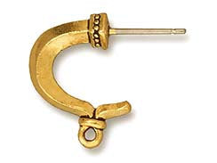4Pc Grecian Earring Post w/Loop 18mm Hypoallergenic Antique Gold Finish Tierracast Findings-P5008GA - BeadPrism