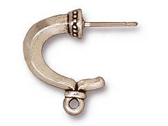 4Pc Grecian Earring Post w/Loop 18mm Hypoallergenic Silver Finish Tierracast Findings - P5008SA - BeadPrism