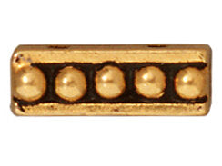 10 Pc Beaded Bar Link 11mm Antique Gold TierraCast Link, 2 holes, 1mm hole - P5550GA - BeadPrism