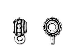 10 Pc Beaded Bail Bead 10x7mm Antique Silver Finish Tierracast Beads - P5509SA - BeadPrism