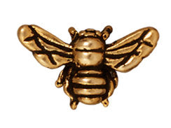5 Pc Honey Bee Bead 9x16mm Antique Gold Finish Tierracast Beads - P5519GA - BeadPrism