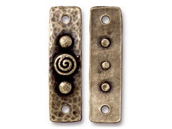 4 Pc Spiral and Rivets Link 39x11mm Oxidized Brass TierraCast Link - P3156BO - BeadPrism