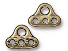 Load image into Gallery viewer, 10 Pc 3 Hole End Bar Link 8x11mm Oxidized Brass Finish TierraCast Link - P3168BO - BeadPrism