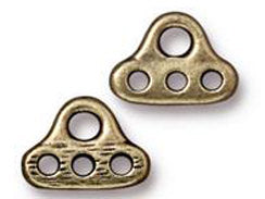 10 Pc 3 Hole End Bar Link 8x11mm Oxidized Brass Finish TierraCast Link - P3168BO - BeadPrism