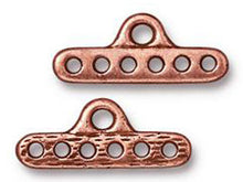 Load image into Gallery viewer, 10 Pc 6 Hole End Bar Link 8x11mm Antique Copper Finish TierraCast Link - P3169CA - BeadPrism