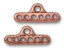 10 Pc 6 Hole End Bar Link 8x11mm Antique Copper Finish TierraCast Link - P3169CA - BeadPrism
