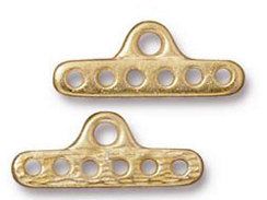 10 Pc 6 Hole End Bar Link 8x11mm Bright Gold Finish TierraCast Link - P3169GB - BeadPrism