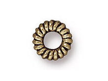 Load image into Gallery viewer, 50 Pc Coiled Ring Bead 2x6mm Oxidized Brass Finish Tierracast Beads - P5595BO - BeadPrism