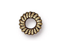 50 Pc Coiled Ring Bead 2x6mm Oxidized Brass Finish Tierracast Beads - P5595BO - BeadPrism