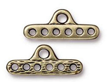 Load image into Gallery viewer, 10 Pc 6 Hole End Bar Link 8x11mm Oxidized Brass Finish TierraCast Lead Free Pewter  - P3169BO - BeadPrism