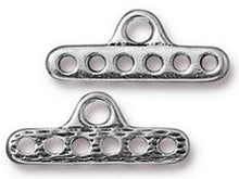 Load image into Gallery viewer, 10 Pc 6 Hole End Bar Link 8x11mm Antique Pewter Finish TierraCast Link - P3169PA - BeadPrism