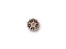Load image into Gallery viewer, 20 Pc 5mm Tiffany Beadcap 5x3mm Antique Silver Finish Tierracast Lead free Pewter 1mm Hole - P5578SA - BeadPrism