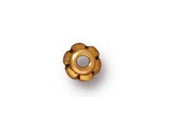 50 Pc 4mm Scalloped Bead caps 22 Kt Antique Gold Plated Tierracast, Lead Free Pewter - P5596GA - BeadPrism