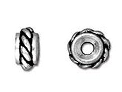 10 Pc 6mm Twisted Spacer Bead Antique Silver Finish Tierracast Pewter, Rope design - P5607SA - BeadPrism