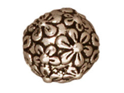 10 Pc Floral Round Bead 7.75mm Antique Silver Finish Tierracast Beads - P5601SA - BeadPrism