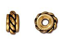 10 Pc Twisted Spacer Bead 6mm Antique Gold Finish Tierracast Beads - P5607GA - BeadPrism