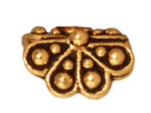 Load image into Gallery viewer, 10 Pc Raja Saddle Pendant Cap 9x5mm Antique Gold Finish Tierracast Beadcaps - P5624GA - BeadPrism