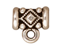 10 Pc Noble Bail Bead 8x8mm Antique Silver Finish Tierracast Bails - P5628SA - BeadPrism