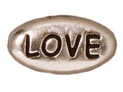 10 Pc "Love" Bead 11x6mm Antique Rhodium Tierracast Beads - P5640RBA - BeadPrism