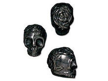 Load image into Gallery viewer, 5 Pc Rose Skull Bead with Vertical Hole 10x10mm Black Finish Tierracast Beads - P5685BK - BeadPrism