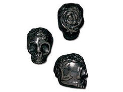 5 Pc Rose Skull Bead with Vertical Hole 10x10mm Black Finish Tierracast Beads - P5685BK - BeadPrism