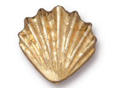 5 Pc Shell Bead 13x13mm Bright Gold Finish Tierracast Beads - P5679GB - BeadPrism